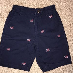 Navy Flag Embroidered Shorts